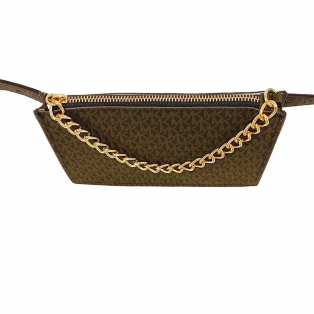 Michael Kors Brown Logo Belt Waist Bag With Gold Chain NWT - Picture 5 of 12